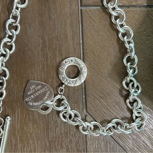 Tiffany & Co. Silver Chain with Heart and Round Pendants
